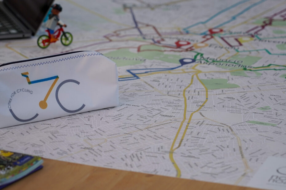 A map with cycle routes on a table