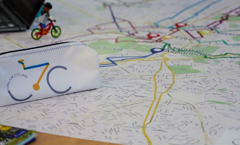 A map with cycle routes on a table