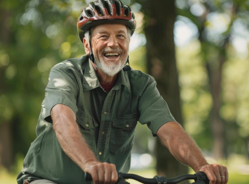 Older person cycling